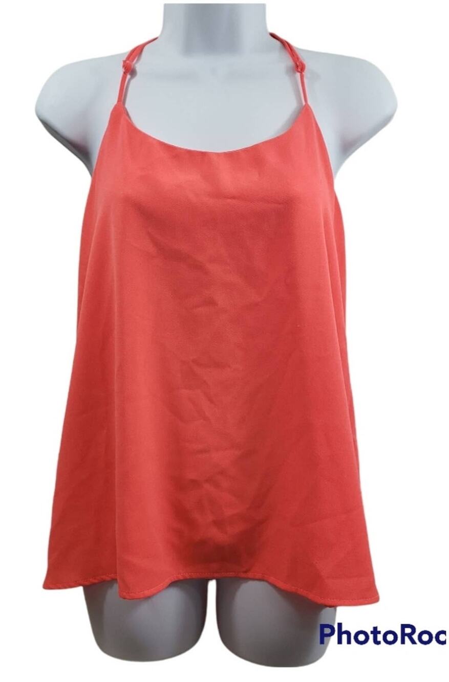 Everly Peach/Orange Spaghetti Strap Racerback Lined Tank Top Size Medium